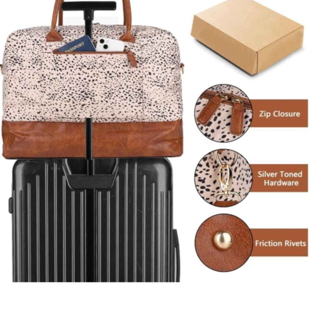 Leopard Print Tote with Brown Accents - Picture 5 of 7